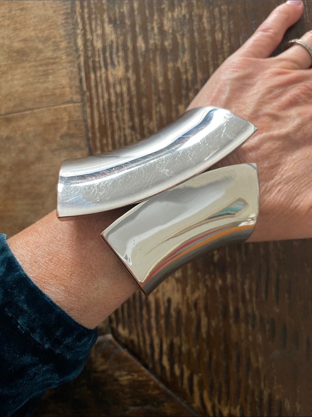 Sculptural Silver-Tone Cuff Bracelet